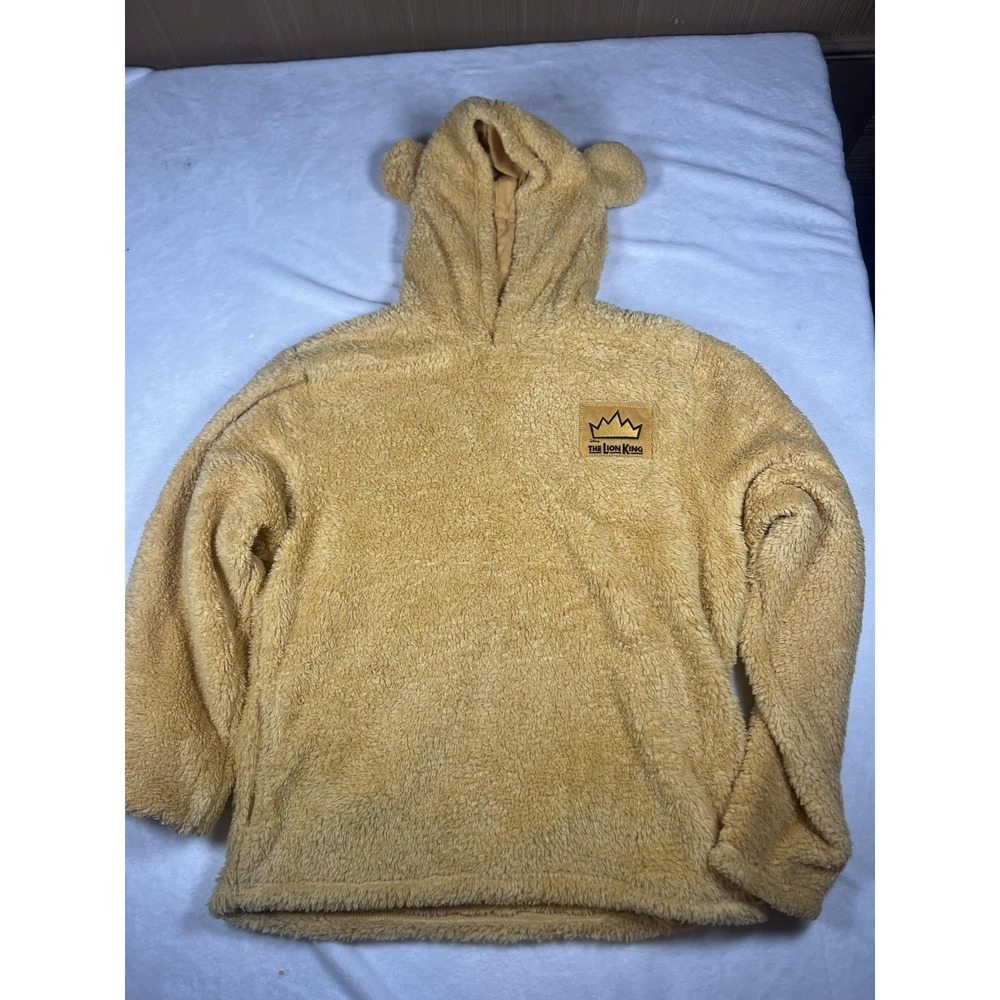 Disney Lion‎ King Hoodie Sweatshirt Mens Medium Brown Sherpa Fleece Ears Costume